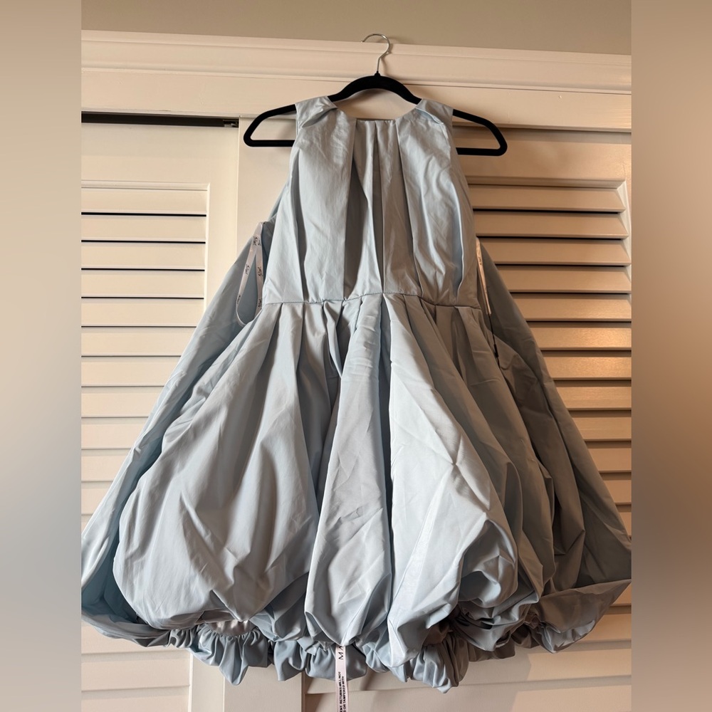 Mac Duggal Light Blue Sleeveless Taffeta Bubble Mini Dress - Picture 7 of 12